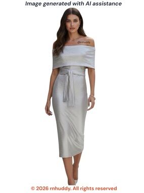 VICI M shimmery off shoulder midi dress
